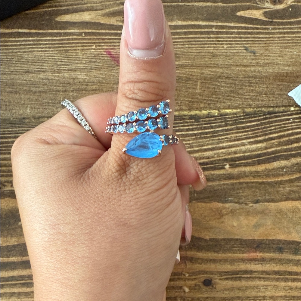 Elegant Blue Gemstone Ring Set